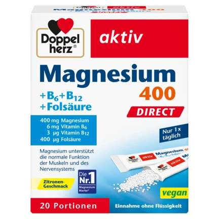 Magnesium 400+B6+B12+Фолна киселина 20 директ кесички